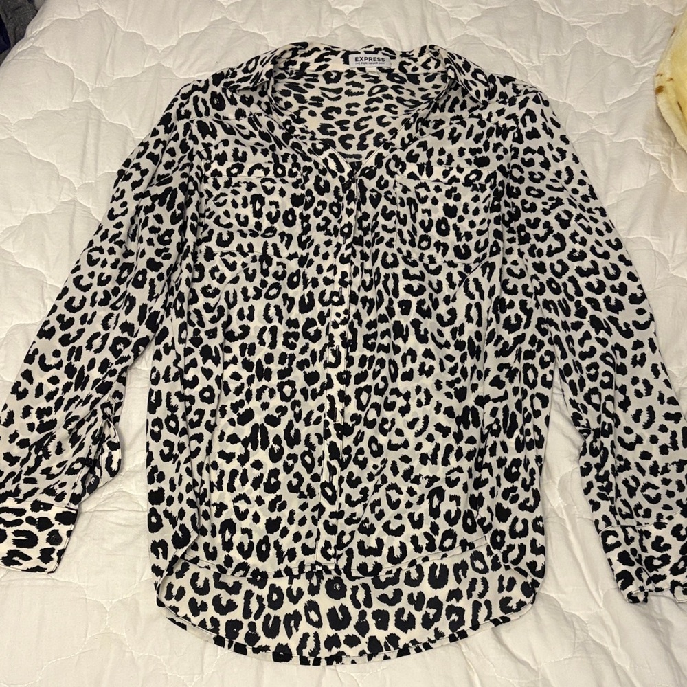 Express Black and White Animal Print Blouse